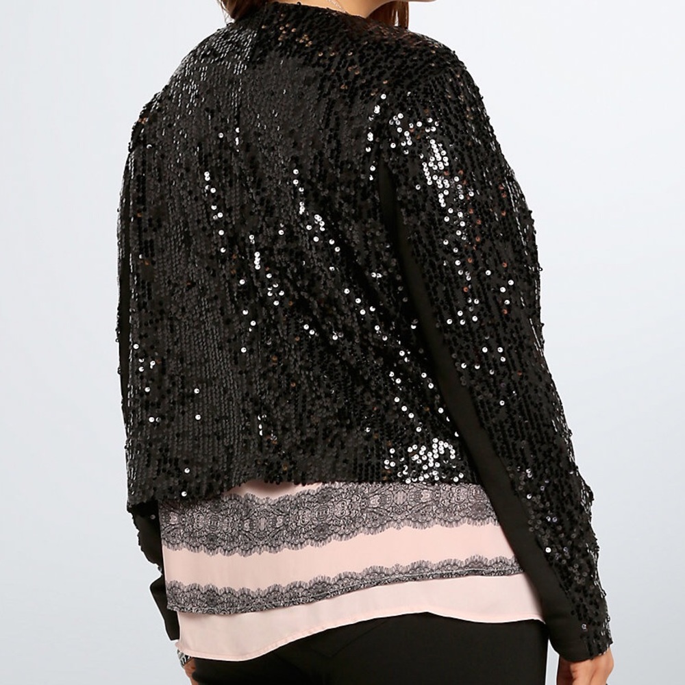 Torrid Sz 0 Sequin Open Front Jacket - Picture 2 of 3